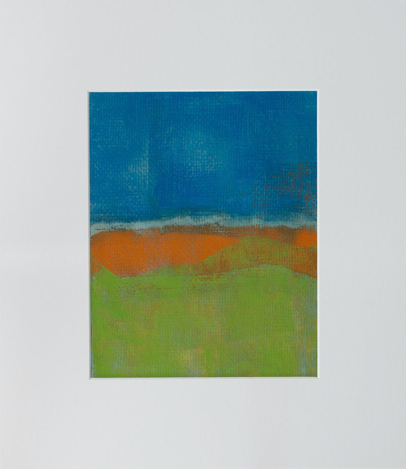 Color Block Landscape Blue Orange Green Monoprint