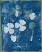 Delft Flowers Series Composition 3 Hand Sewn Mixed Media Collage