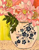 Art Nouveau - Peonies in a Ginger Jar by Artist RH Zondag.  Mixed media on paper.