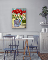 The Old Watering Can. An Original Painting by Artist RH Zondag. Measures 36 inches by 24 inches.