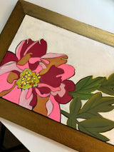 Paeonia, An Origianl Peony Painting 11 inches by 19 inches on Panel by Artist RH Zondag