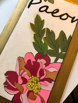Paeonia, An Origianl Peony Painting 11 inches by 19 inches on Panel by Artist RH Zondag