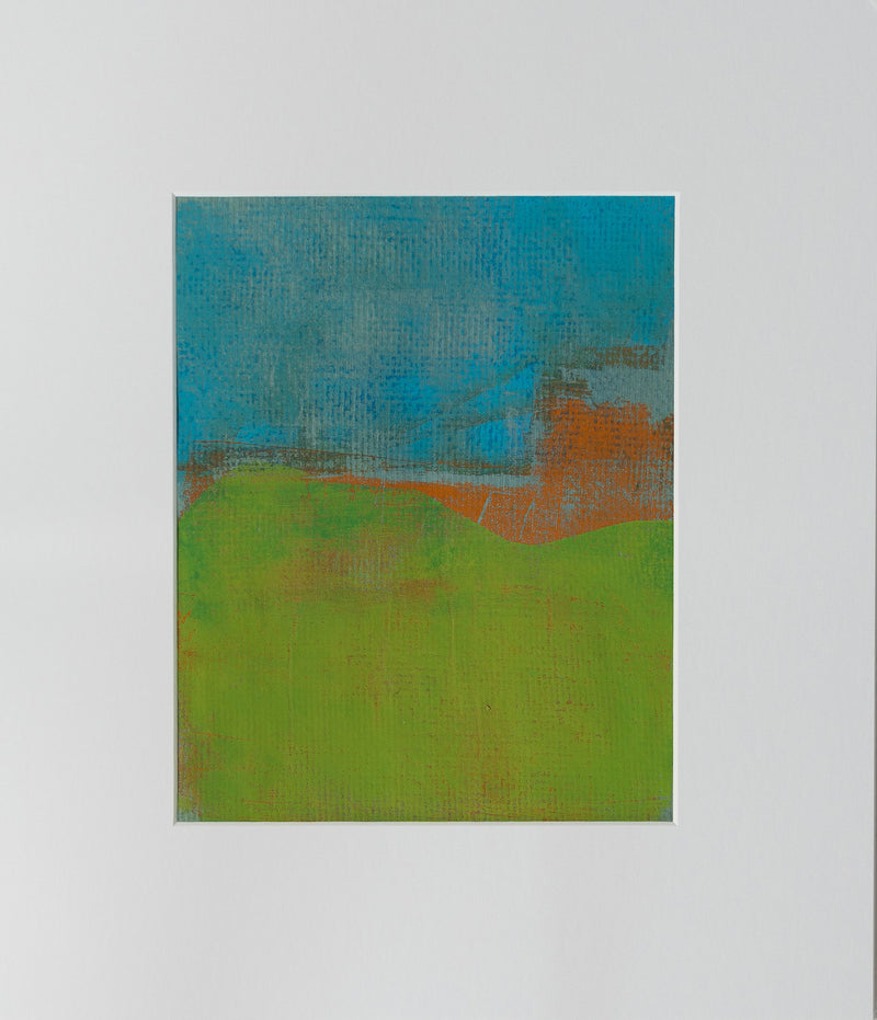 Color Block Landscape Turquoise Monoprint