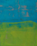 Color Block Landscape Blue over Green Monoprint
