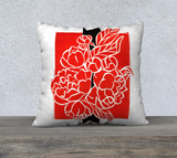Bold Red & Black Peony Bouquet Pillow 22 x 22