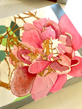 Pink Peony Mixed Media on Canvas