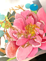 Pink Peony Mixed Media on Canvas