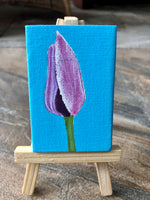 Tulip. Miniature painting measuring 2 inches x 1 inch.