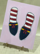 "Grandma's Slippers." A sweet, quirky, little painting measuring 10 inches tall by 8 inches wide. Artist RH Zondag.