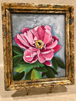 Pink Peony in a Gilded Frame by artist RH Zondag. Measuring approximately 12 inches by 10 inches.