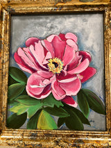 Pink Peony in a Gilded Frame by artist RH Zondag. Measuring approximately 12 inches by 10 inches.
