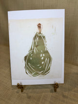 Pear Handprinted Linocut by artist RH Zondag. Printed on vintage handmade paper. No two prints are alike, measuring 7 1/2 inches tall by 5 1/2 inches wide.