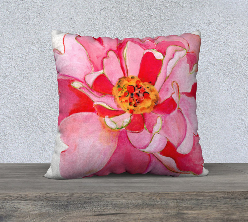 Watercolor Peony 22 x 22 Pillow Cover