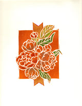 Hand-Colored Limited Edition Linocut Print by Artist RH Zondag.  This unique Peony Bouquet print fits perfectly in any art collection.  Printed on archival paper.  Ships unframed.